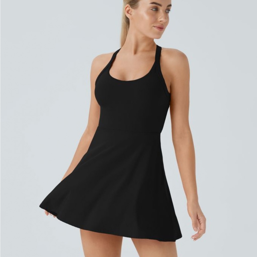 NWOT Halara XL Blackless twisted Active dress XL built in shorts w pockets - Picture 4 of 13